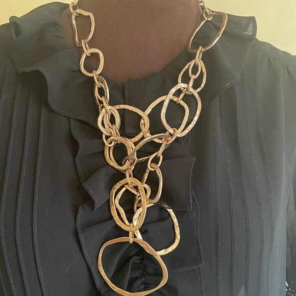 Diana Broussard Necklace Circa 2008, Metal Rose Gold Plated Large Links Designer - Picture 8 of 13